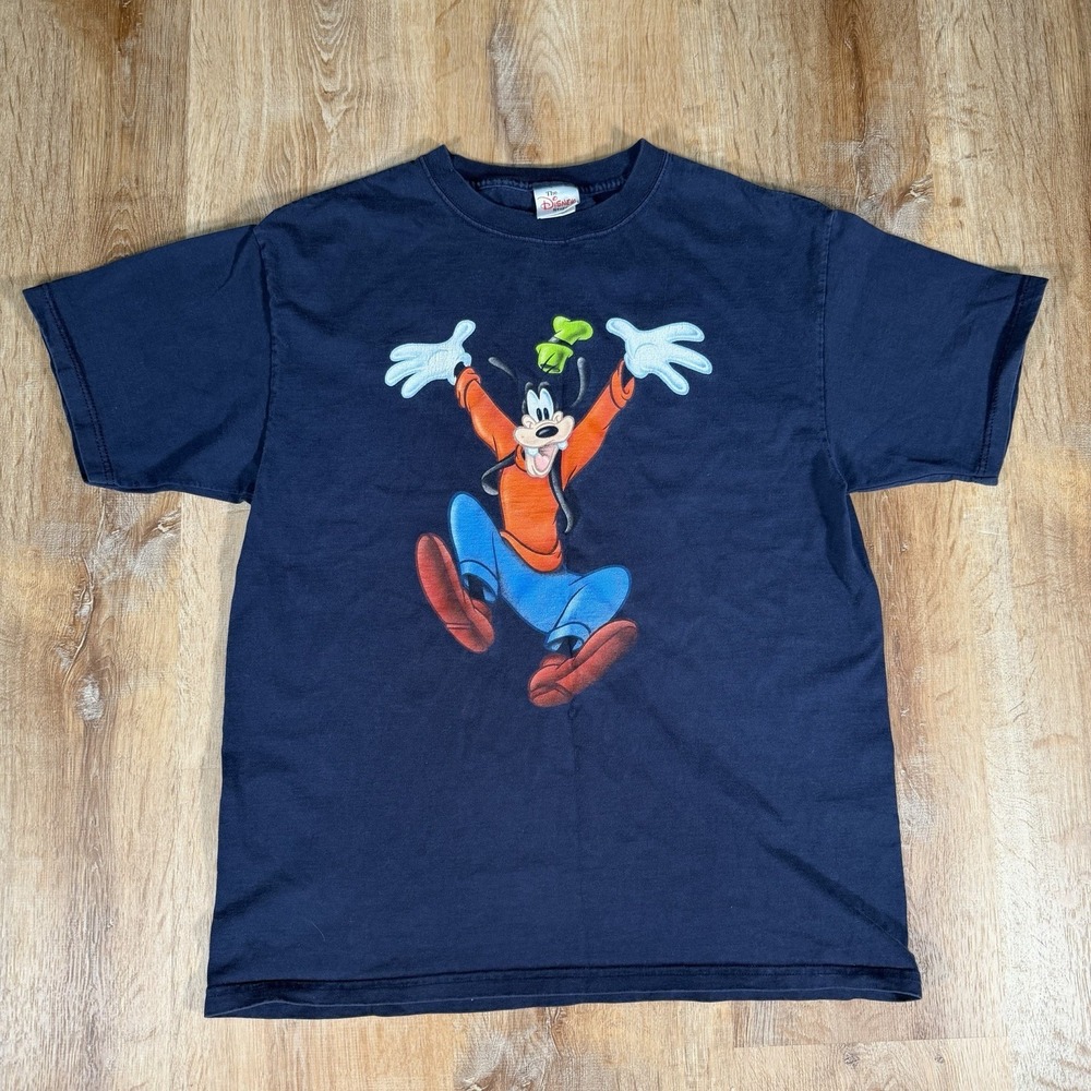 Vintage Disney Store Goofy T-Shirt Size Large Made In USA Navy Disney World